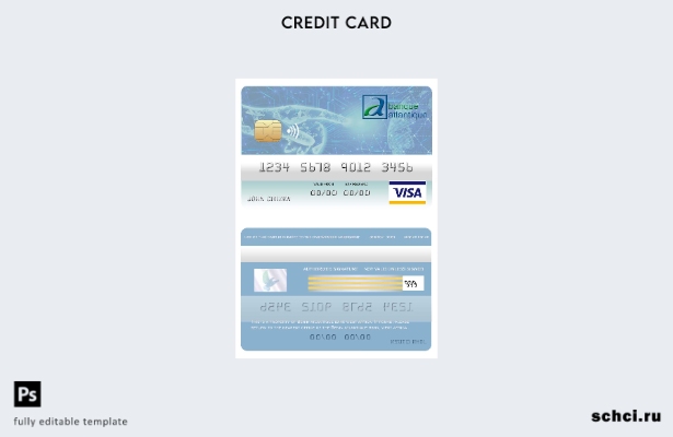 цифровая загрузка шаблона карты Visa банка Benin Atlantique